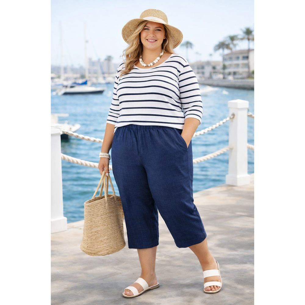 Pure Jill J Jill Indigo Linen Pants sz XL resort wear natural fiber Coastal vibe